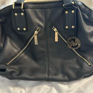 Michael Kors Black Shoulder Bag with Gold Hardware